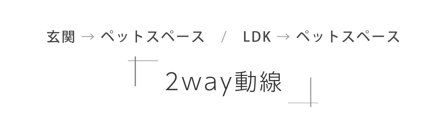 玄関 → ペットスペース　/　LDK → ペットスペース　2way動線